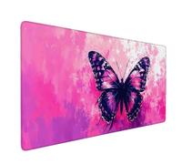Pink Mouse Pad Butterfly Large Mouse Mat 80 x 40cm Desk Mat Large Non-Slip Rubber Base-Smooth Cloth Surface, Durable Stitched Edges Desk Pad for Gaming, Computer, Office Accessories (Pink) 54798u