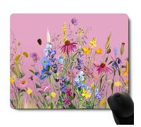 Pink Mouse Pad for Women,Pink Floral Rose Mouse Pads for Desk,Soft Computer Mouse Mat Cute Mousepad Cloth Computer Mouse Pads for Women,Square Waterproof Non-Slip Rubber Base MousePads