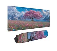 Pink Mouse Pad Large 28 x 12in, Cherry Blossoms Gaming Mouse Pad Waterproof Desk Mat with 3MM Stitched Edges, Non-Slip Rubber Base Mousepad Computer Accessories for Gaming, Laptop, Office -hjw2601PM