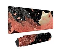 Pink Mouse Pad Large 36x16x0.12inch, Fox Gaming Mouse Pad Waterproof Desk Mat with 3MM Stitched Edges, Non-Slip Rubber Base Mousepad Computer Accessories for Gaming, PC, Laptop, Office -hjw2601UC