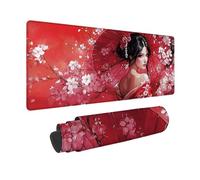 Pink Mouse Pad Large 700x300x3 mm, Geisha Mouse Mat Waterproof Desk Mat with 3MM Stitched Edges, Non-Slip Rubber Base Mousepad Computer Accessories for Gaming, Office, Gifts for Women -zjn250967