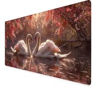 Pink Mouse Pad Large 900x300mm, Swan Gaming Mouse Pad Waterproof Desk Mat with 3MM Stitched Edges, Non-Slip Rubber Base Mousepad Computer Accessories for Gaming, PC, Office, Home, Gifts -yym2509PM