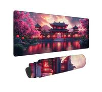 Pink Mouse Pad Large 900x400x3mm, Ancient Buildings Mouse Mat Waterproof Desk Mat with 3MM Stitched Edges, Non-Slip Rubber Base Mousepad Computer Accessories for Gaming, Office, Gifts -zjn2509KO