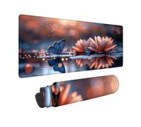 Pink Mouse Pad Large 90x40cm, Lotus Mouse Mat Waterproof Desk Mat with 3MM Stitched Edges, Non-Slip Rubber Base Mousepad Computer Accessories for Gaming, Office and Home, Gifts for Women -zjn2509TB