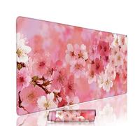 Pink Mouse Pad Large Gaming Keyboard Pads 55.1x23.6x0.12 inch Computer Full Desk Mat Waterproof with Rubber Base Non-Slip xxl Flower Laptop Mat Gaming Accessories with Stitched Edges for Office w-9360