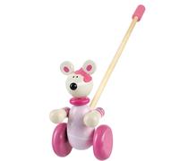 Pink Mouse Push Along Toy - Animal Push and Pull Along Toys for 1 Year Olds, Wooden Toys - Toddler Toys, Perfect 1st Birthday Gifts For Boy Girl - Early Development & Activity Toys by Orange Tree Toys
