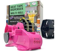 Pink Multi-Roll Heat Tape Dispenser for Sublimation - Cut Heat Resistant Kapton Tape, Washi/Double-Sided/Clear Tape to 1.5" Strips at Once, for Crafters, Small Stationery Holder