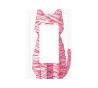 Pink Mummified White Cat Light Switch Wall Plate Faceplate Cover Single Rocker 1 Gang Decorator Outlet Receptacle Covers for Home Kitchen Room Bathroom Decor