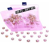 Pink Murano Glass Charms 100 Pack - Pandora Compatible Lampwork Beads with Sterling Silver Core - Multicolour Rose Blossom Glitter - Christmas Jewellery Gifts for Her Women Daughter Mum