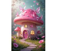 Pink Mushroom 30 Piece Jigsaw Puzzles for Adults, Colourful, Challenging & Brainteasing Adult puzzles 30 Pieces House, Fun jigsaws for The Whole Family 10x8 inch