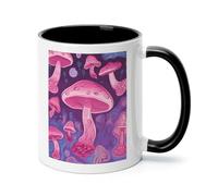 Pink Mushroom Ceramic Coffee Mug with Handle 11 Ounces, Porcelain Mug Coffee Cup Tea Mug Water Cup Ideal for Coffee,Tea,Latte,Cappuccino,Microwave & Dishwasher Safe Unique Gift Cup