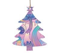 Pink mushroom Patterned wooden ornaments, a set of 6 decorations, suitable for hanging on Christmas trees and fireplaces.