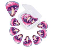 Pink mushroom Print Guitar Picks 12 Pack Guitar Plectrums with Storage Box Bass Picks For Acoustic Guitar Bass Electric Ukulele Includes 0.46mm, 0.71mm, 0.96mm