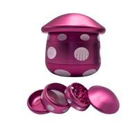 Pink Mushroom Shaped Aluminium Herb Grinder, 60 x 60mm, 4 Pieces, Magnetic Top with Sifter,
