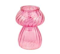 Pink Mushroom Shaped Glass Candlestick Holder | Bud Vase | Elegant Christmas Table Decorations | Xmas Gift for Her or Him Home Décor, Stocking Filler, Secret Santa | by Talking Tables | Size:11.5cm