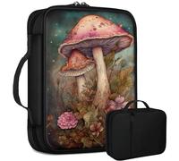 Pink Mushrooms Bible Bag Large Bible Case Cover for Women Men, Multi-Functional Church Bag Bible Protector with Handle Zippered Pocket Christian Gift Bible Study Supplies