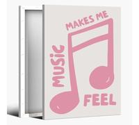 Pink Music Notes Canvas Wall Art Trendy Minimalist Music Poster Prints Musical Notes Music Aesthetics Posters Wall Decor for Music Room Classroom 12x18inch Framed