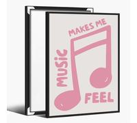 Pink Music Notes Canvas Wall Art Trendy Minimalist Music Poster Prints Musical Notes Music Aesthetics Posters Wall Decor for Music Room Classroom 8x12inch black framed