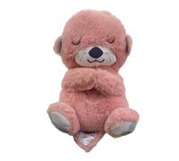 (pink) Musical Otter Plush Toy with Lullaby Soothing Sound Light Washable Breathing Stuffed Otter Comfort Doll Plushie Newborn Infant Boys Girls Gift
