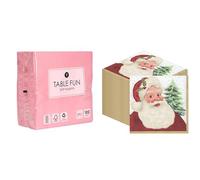 Pink Napkins 100pk & Christmas Santa Napkins 100pk Disposable Eco-Friendly Party Tableware Bundle