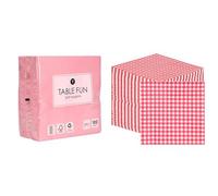 Pink Napkins 100pk & Red Gingham Napkins 100pk Disposable Eco-Friendly Party Tableware Bundle
