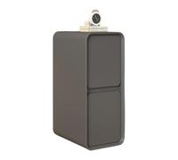 Pink Narrow Bedside Table with 2 Drawers Wooden Storage Space-Saving Design Leather Finish for Bedroom & Living Room 25cm/9.8" - Elegant & Functional Furniture Piece，Dark Gray 25cm/9.8in