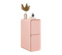 Pink Narrow Bedside Table with 2 Drawers Wooden Storage Space-Saving Design Leather Finish for Bedroom & Living Room 25cm/9.8" - Elegant & Functional Furniture Piece，Pink 25cm/9.8in
