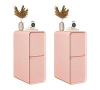 Pink Narrow Bedside Table with 2 Drawers Wooden Storage Space-Saving Design Leather Finish for Bedroom & Living Room 25cm/9.8" - Elegant & Functional Furniture Piece，Pink 2ps 25cm/9.8in