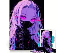 Pink Neon Anime Girl 1000 Piece Jigsaw Puzzles for Teenagers Jigsaw Think Game Calm Mind Quality Edge (38x52cm)