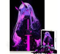 Pink Neon Demon Girl 1000 Pieces Jigsaw Puzzles for Teenagers Solid Logic Toy Peaceful Fun Precision Cut Amazing Present (38x52cm)