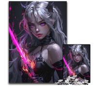 Pink Neon Demon Girl 1000 Pieces Puzzle Gifts Paper Jigsaw Puzzles for Adults Challenging DIY Brain Teaser for Teenagers 1000 PCS(38x26cm)