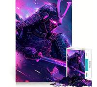 Pink Neon Samurai 1000 Piece Jigsaw Puzzles for Teenagers Jigsaw Recall Build Easy Leisure Neat Cut Santa Wish Gift (38x26cm)