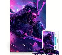 Pink Neon Samurai Jigsaw Puzzles 1000 Piece for Adults Strengthen Recall Leisure Fun Quality Edge Elegant Gift (50x75cm)