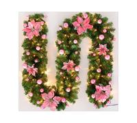 (Pink) New 9ft Christmas Garland Xmas Imperial Pine Fireplace Wreath Ornaments With
