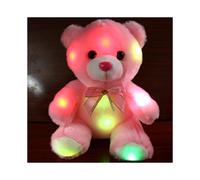(Pink) NEW LED Flash Teddy Bear Stuffed Animal Plush Soft Hug Toy Baby Girls Gift