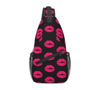 Pink Nice Lips Hot Love Mouth Kiss Crossbody Bag Breathable Shoulder Bag Adjustable Chest Backpack For Outdoors Men Shopping