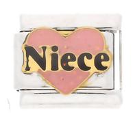 Pink Niece Heart Fits all 9mm Italian Style Charm Bracelets
