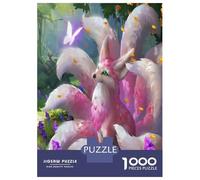 Pink Nine Tailed Fox Forest 1000 Piece Jigsaw Puzzle Jigsaw Puzzle for Adults Night Scene Home Decor Family Fun 38x26cm/1000pcs
