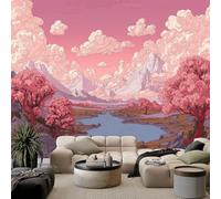 Pink Non-Woven Photo Wallpaper, Cartoon Fantasy Flowers Landscapes Premium Mural Wallpaper - Wall Mural for Bedroom Living Room Decoration Poster 118 x 83 inch (W x H)