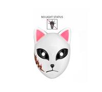 (pink Not glowing) LED Glowing Cat Face Mask Cool Halloween Cosplay Neon Demon Slayer Fox