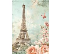 Pink Notebook 6x9 Inches 120 Lined Pages | Paris Eiffel Tower