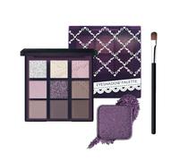 Pink Nude Eyeshadow Palette, Purple Make-Up Palettes Shimmer Eye Shadow, Eyeshadows with Blusher Highlight for Women, Matte Glitter Make up Set, 9 Colour Natural Waterproof Highly Pigmented with Brush