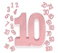 Pink Number 10 Glitter Table Centrepiece,8" Glitter Pink 10th for Table Decorations,Standing Marquee Digit 0 1 2 3 4 5 6 7 8 9-100 for Birthday Tables Decor Wedding Festival Xmas Gifts Party Supplies