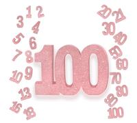 Pink Number 100 Glitter Table Centrepiece,8" Glitter Pink 100th for Table Decoration,Standing Marquee Digit 0 1 2 3 4 5 6 7 8 9-100 for Birthday Tables Decor Wedding Festival Xmas Gifts Party Supplies