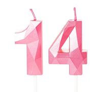 Pink Number 14 Candles for Birthday Cake, Pink 14th Birthday Candles 14 Birthday Candles 14th Candles for Cake, 14th Birthday Cake Candles Cake Toppers Decorations for 14 Year Old Girls Pink
