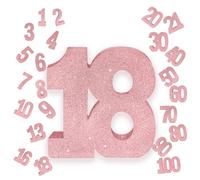 Pink Number 18 Glitter Table Centrepiece,8" Glitter Pink 18th for Table Decorations,Standing Marquee Digit 0 1 2 3 4 5 6 7 8 9-100 for Birthday Tables Decor Wedding Festival Xmas Gifts Party Supplies