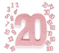 Pink Number 20 Glitter Table Centrepiece,8" Glitter Pink 20th for Table Decorations,Standing Marquee Digit 0 1 2 3 4 5 6 7 8 9-100 for Birthday Tables Decor Wedding Festival Xmas Gifts Party Supplies
