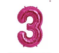 Pink Number 3 Small Foil Balloon, 35cm (2 pack)