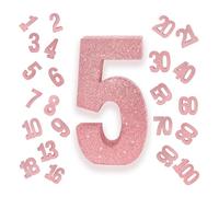 Pink Number 5 Glitter Table Centrepiece,8" Glitter Pink 5th for Table Decorations,Standing Marquee Digit 0 1 2 3 4 5 6 7 8 9-100 for Birthday Tables Decor Wedding Festival Xmas Gifts Party Supplies