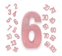Pink Number 6 Glitter Table Centrepiece,8" Glitter Pink 6th for Table Decorations,Standing Marquee Digit 0 1 2 3 4 5 6 7 8 9-100 for Birthday Tables Decor Wedding Festival Xmas Gifts Party Supplies